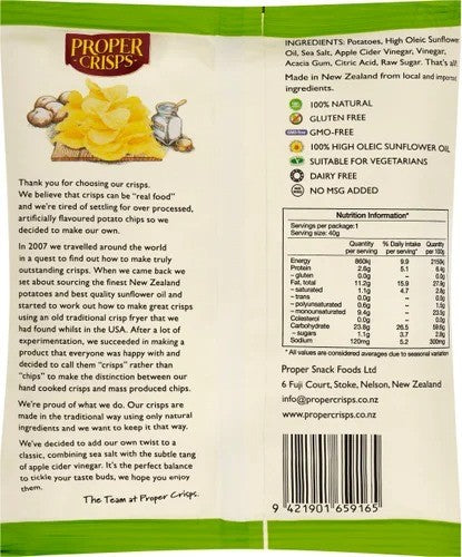 Cider Vinegar & Sea Salt Potato Crisps Proper 18 x 37g