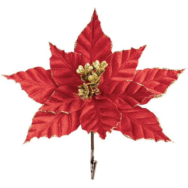 Christmas Poinsettia Flower Clip Red