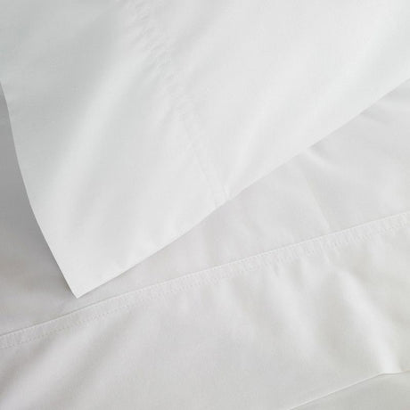 Baksana 310TC Cotton Percale Sheet Set in white for California King, featuring durable, breathable fabric with elegant detailing.