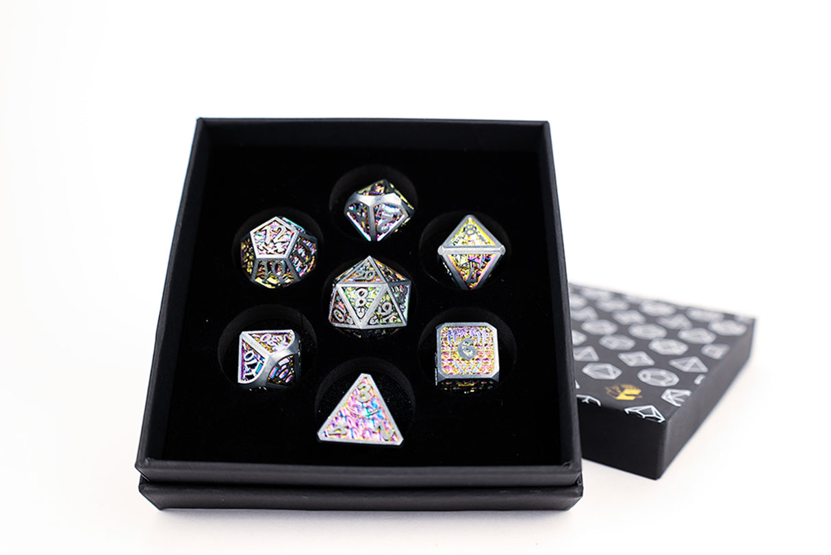 LPG Dice RPG Set Draco Bright Rainbow/Silver