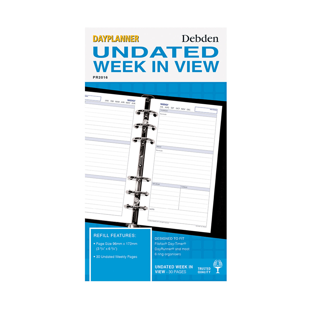 Debden Dayplanner Personal Week to View Undated Refill