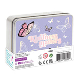 Butterfly Kisses Lip Set featuring 4 luxurious glosses in a butterfly-themed reusable tin for hydrated, vibrant lips.