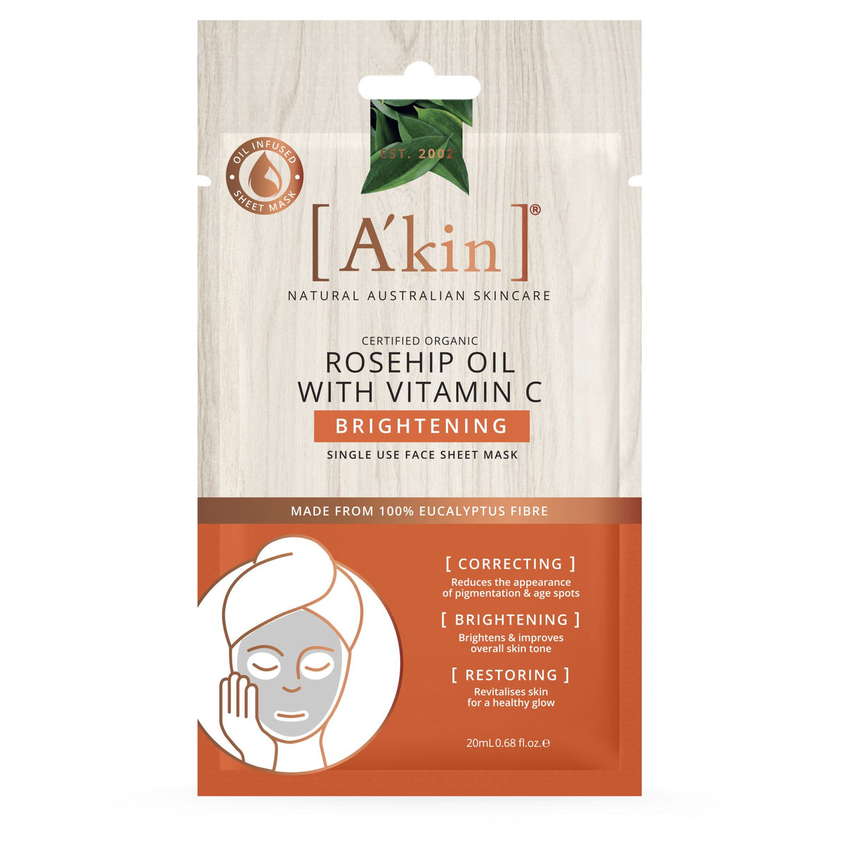 A'kin Rosehip Oil with Vitamin C Brightening Face Mask 1 pack