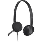 Lightweight Logitech H340 USB headset with noise-cancelling mic, perfect for calls, gaming, and streaming music.