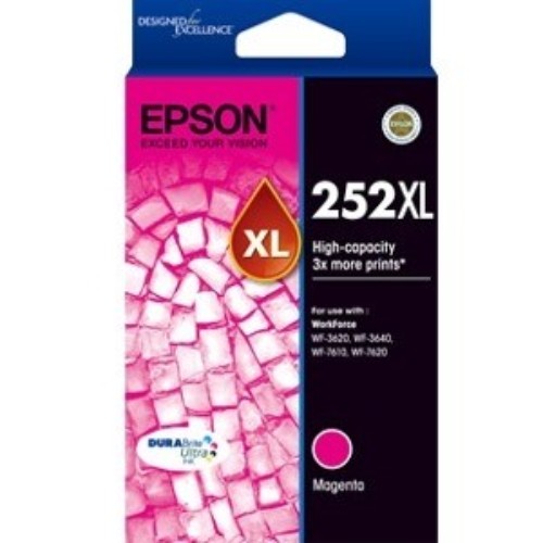 Epson 252XL High Capacity Magenta Ink Cartridge - DURABrite Ultra, Fast Drying, Water Resistant