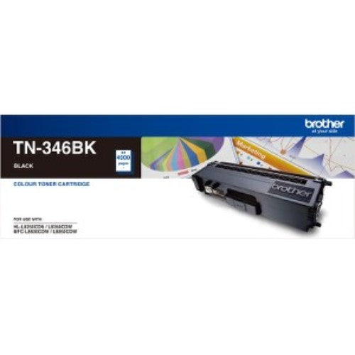 Brother TN-346BK Toner Cartridge - High Yield Black Toner for Laser Printers - 4000 Pages