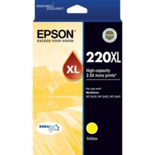 High Yield Yellow Ink Cartridge - Epson 220XL DURABrite Ultra for Inkjet Printers