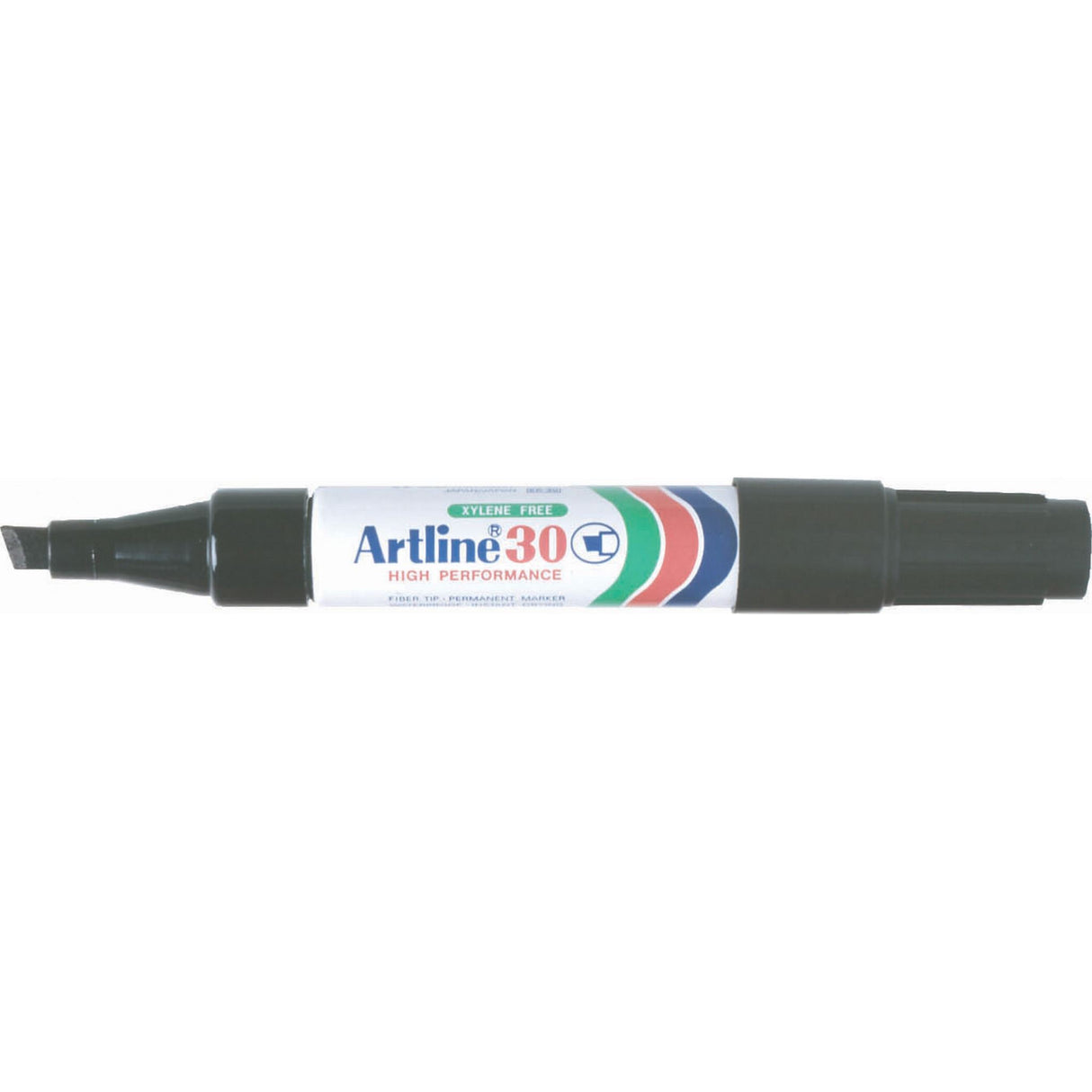 Set of 12 Artline 30 permanent markers with 5mm chisel nibs, designed for versatile, instant-drying marking on various surfaces.