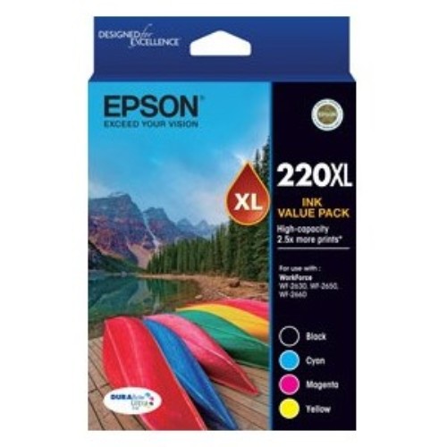 High Capacity Epson 220XL DURABrite Ultra Ink Cartridge Value Pack – Black, Cyan, Magenta, Yellow