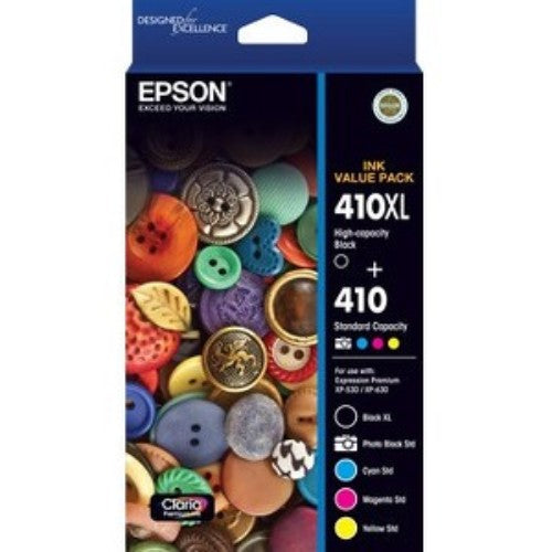 Epson 410XL Black + 4 Color Ink Cartridge Value Pack - Photo Black, Cyan, Magenta, Yellow