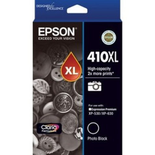 High Capacity Epson 410XL Photo Black Ink Cartridge - Claria Premium for Stunning Prints