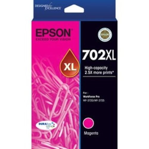 Epson DURABrite Ultra 702XL High Yield Ink Cartridge - Magenta - Inkjet - Superior Print Quality