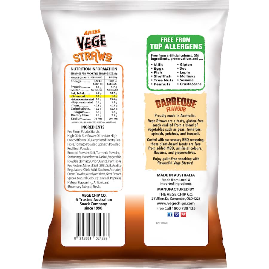 Vege Chips Potato Straws Barbeque 75g