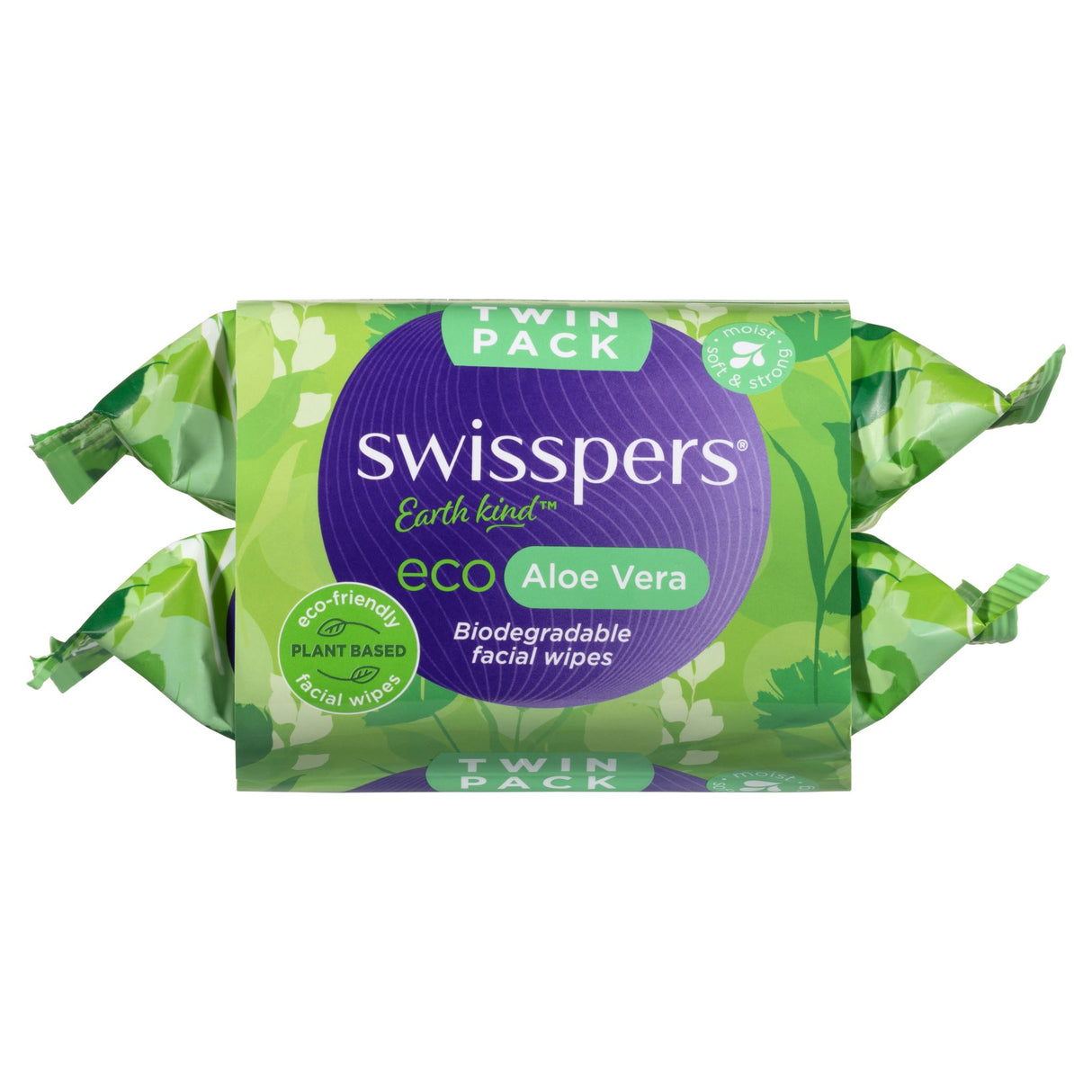 Swisspers Eco Aloe Vera Biodegradable Facial Wipes Twin 2x25 pack