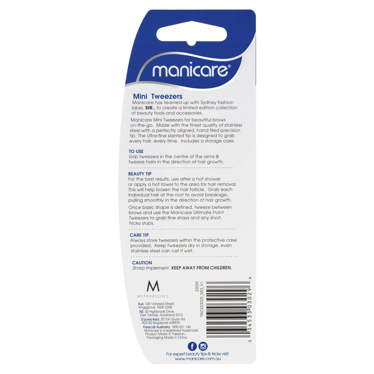 Manicare Mini Tweezer, Assorted Colours