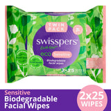 Swisspers Eco Sensitive Biodegradable Facial Wipes Twin 2x25 pack