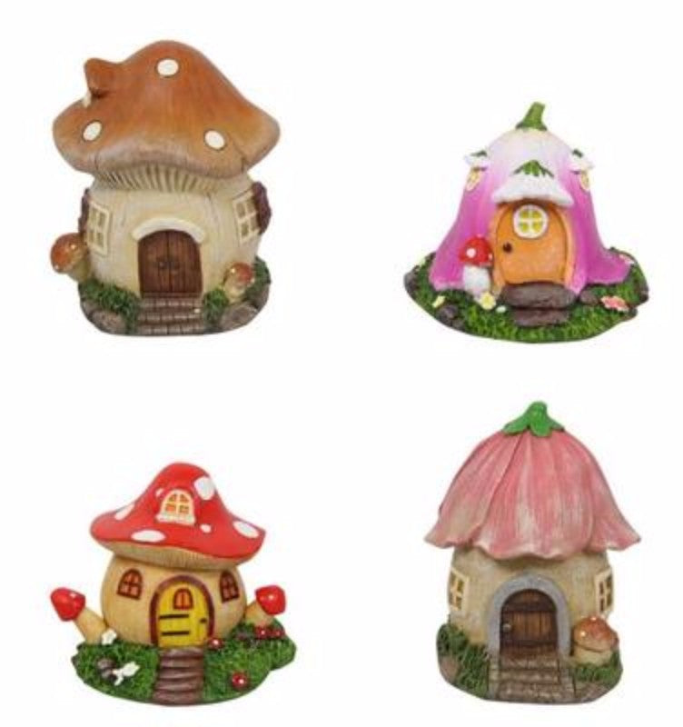 Mushroom Fairy Garden House Set of 4