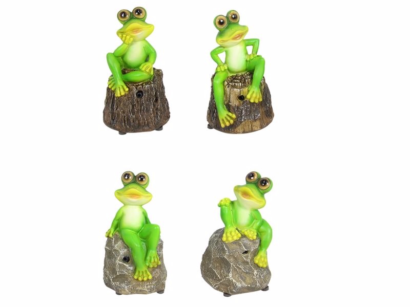 Frog on Rock with Croaking Sound Sensor (Set of 3)