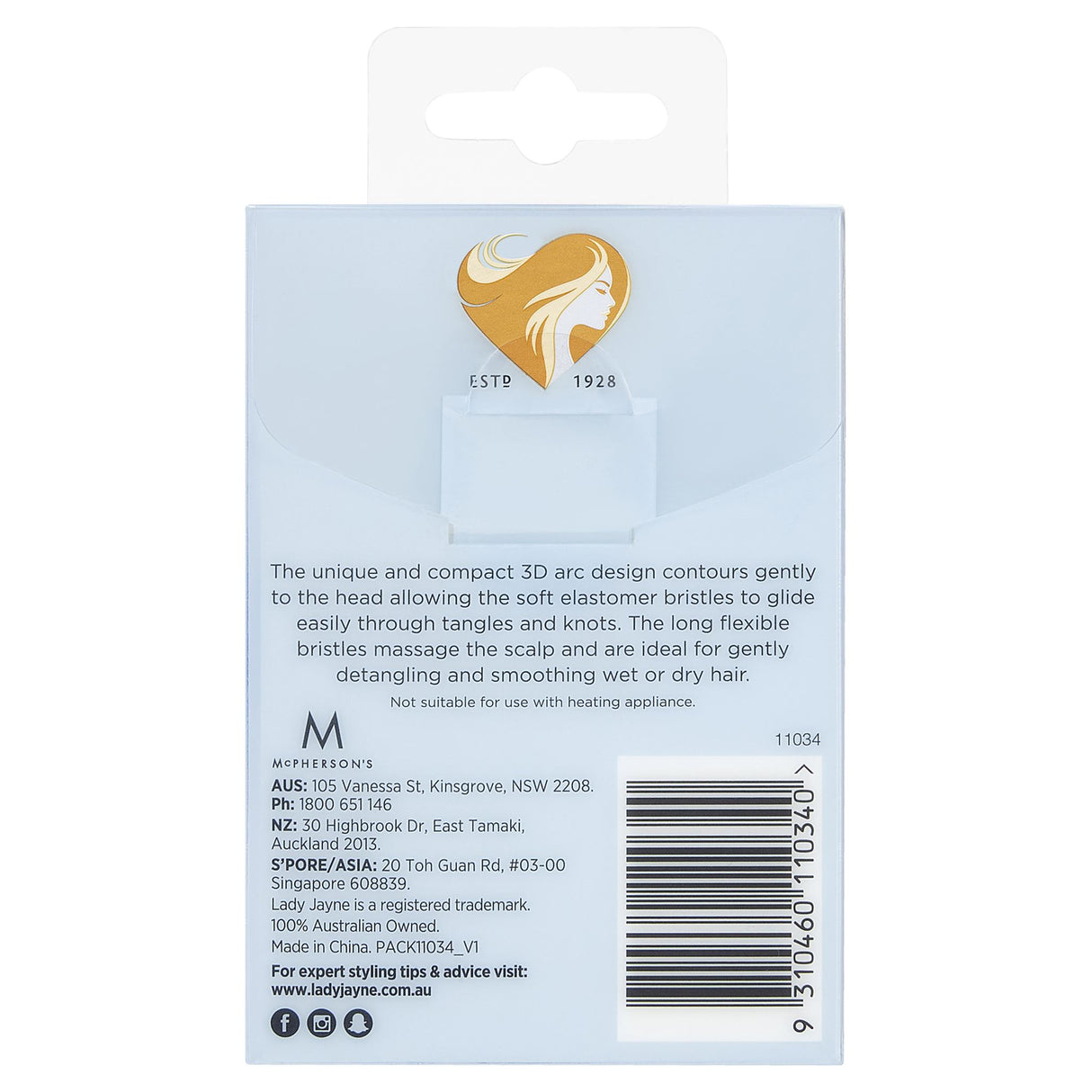 Lady Jayne 3D Flexi-Glide Detangler Brush, designed for easy detangling and scalp massage for all hair types.