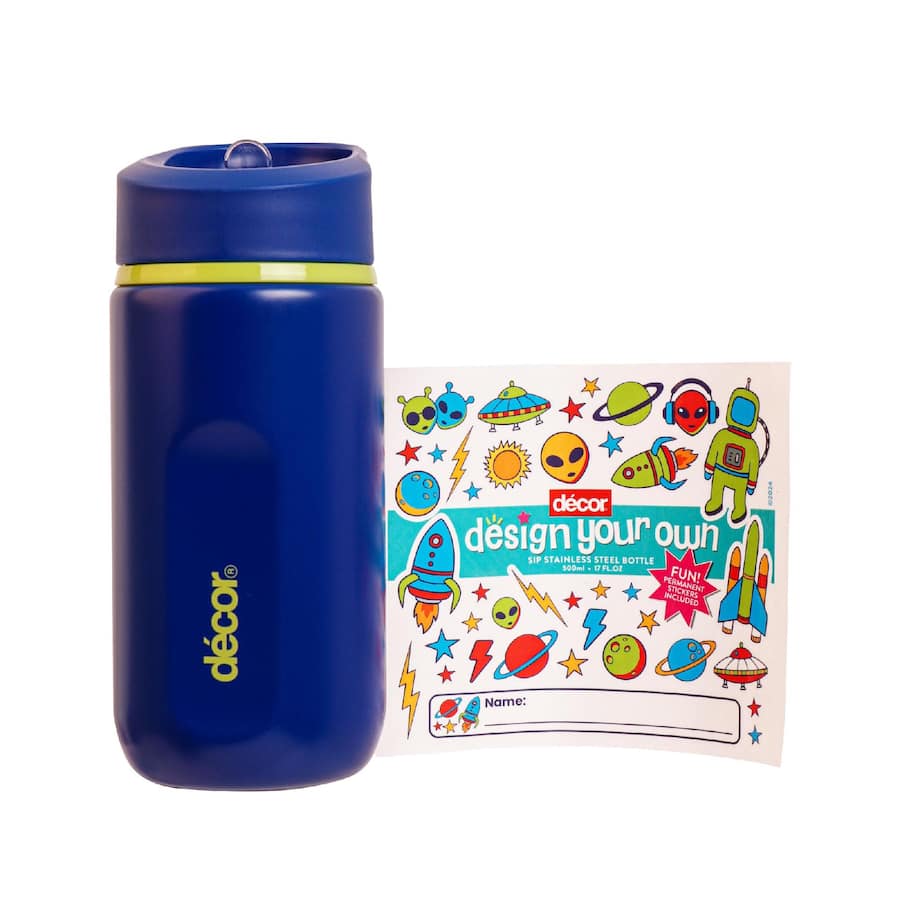 Decor Junior Drink Bottle Stainless Steel Sip Straw 500mL