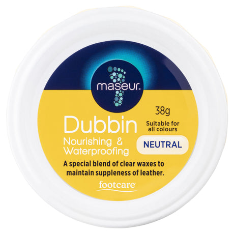 Nourishing and waterproofing shoe polish in neutral, perfect for revitalizing and protecting leather footwear.