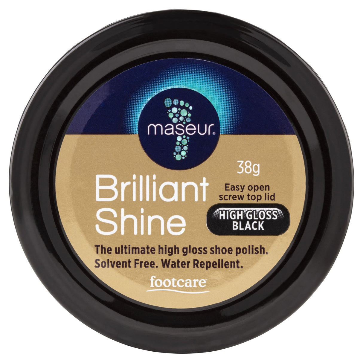 Footcare by Maseur Brilliant Shine Shoe Polish High Gloss Black 38g