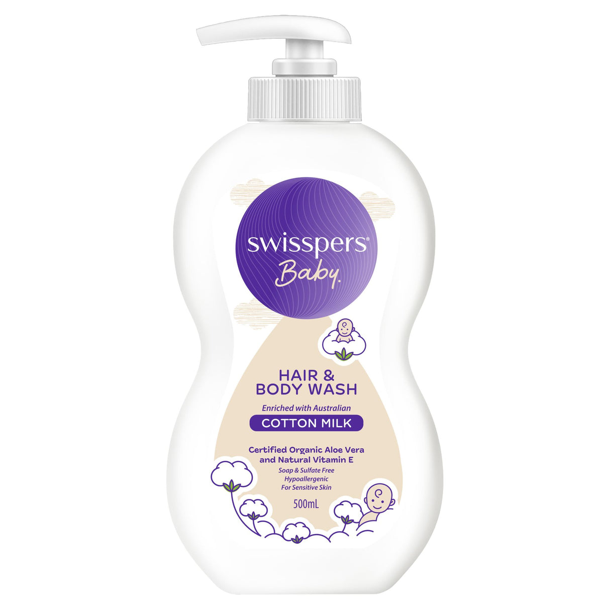 Swisspers Baby Hair & Body Wash 500mL