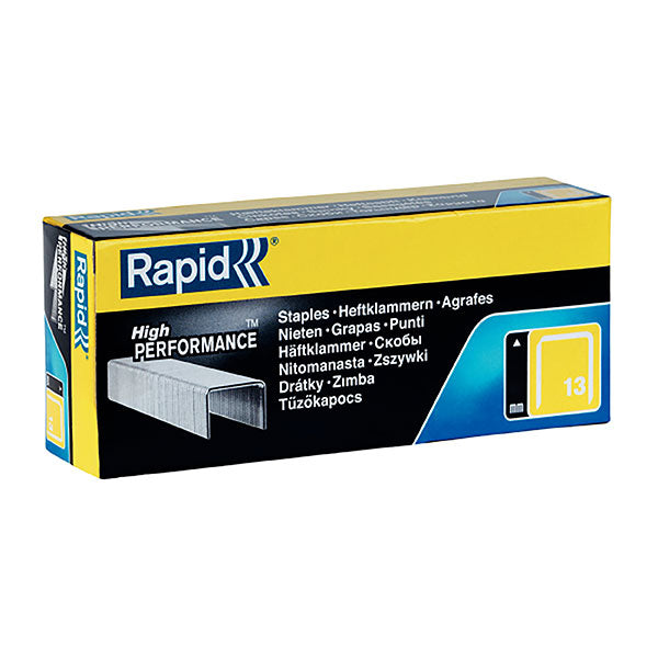 Box of Rapid Staples 13/4mm Bx5000, fine wire staples for discreet and durable textile fastening.