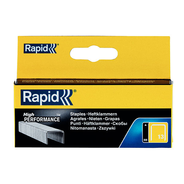 Rapid Staples 13/10mm Bx2500, fine wire staples designed for textiles, offering durability and low visibility for seamless use.