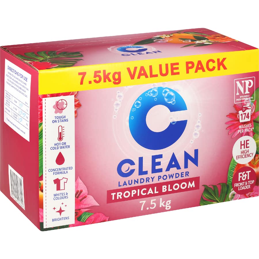 Clean Laundry Powder Tropical - 7.5kg | Efficient Cleaning – SmartfoxAU
