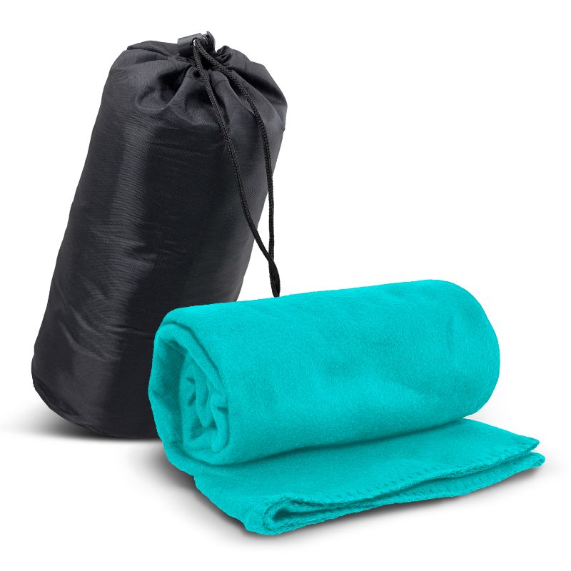 Fleece Blanket in Carry Bag - Glasgow (Light Blue)