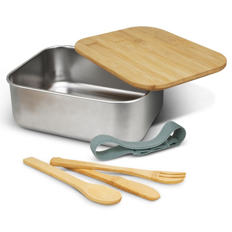 Lunch Box with Cutlery - Stainless Steel (Natural/Silver)