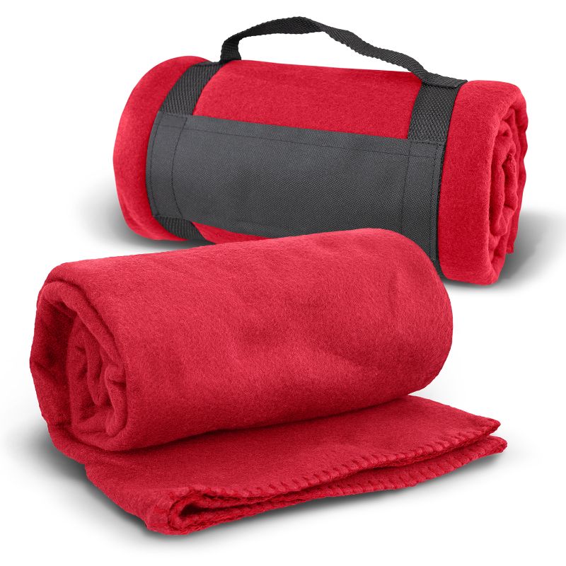 Fleece Blanket with Strap - Glasgow Red (Set of 3)