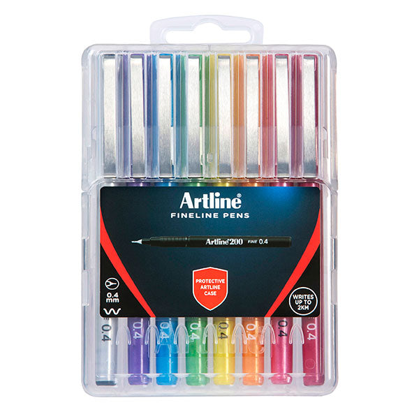 Artline 200 Bright Fineline pen with 0.4mm tip, vibrant colors, smudge-resistant ink for precise, detailed artwork.
