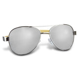 Sunglasses - Aviator Mirror Lens Bamboo Silver (6 Units)