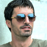 Sunglasses - Aviator Mirror Lens Bamboo Silver (6 Units)