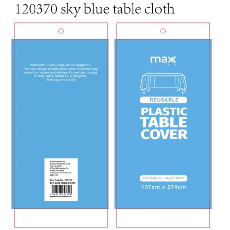 Plastic Table Cloth 137x274cm Sky Blue - Pack of 12