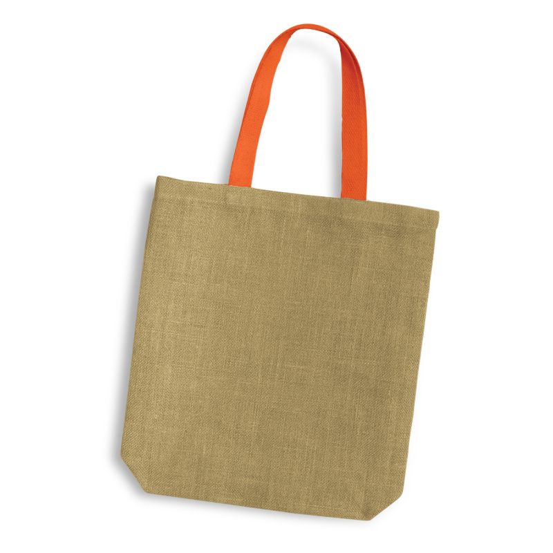 Jute Tote Bag - Thera Coloured Handles Orange (10 Units)