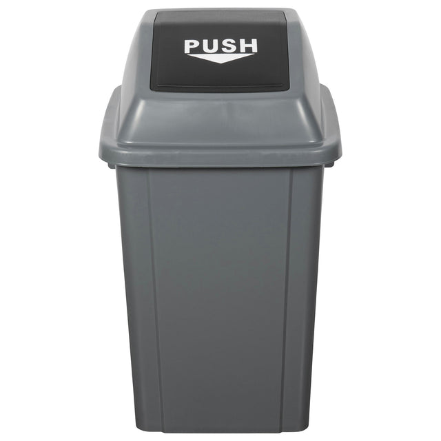 60L grey rubbish bin with bullet lid, featuring spring-loaded design for secure waste containment and easy access.