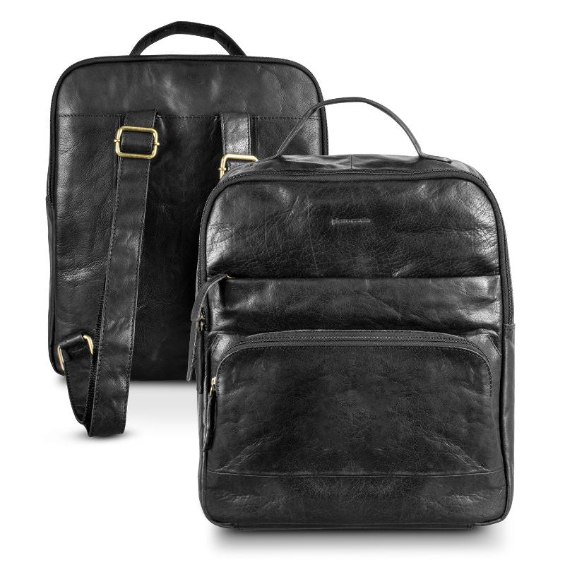 Leather Backpack - Pierre Cardin (Black)