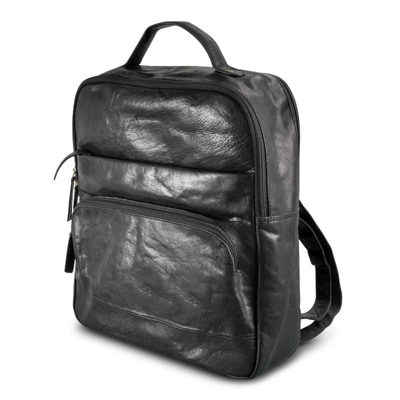 Leather Backpack - Pierre Cardin (Black)