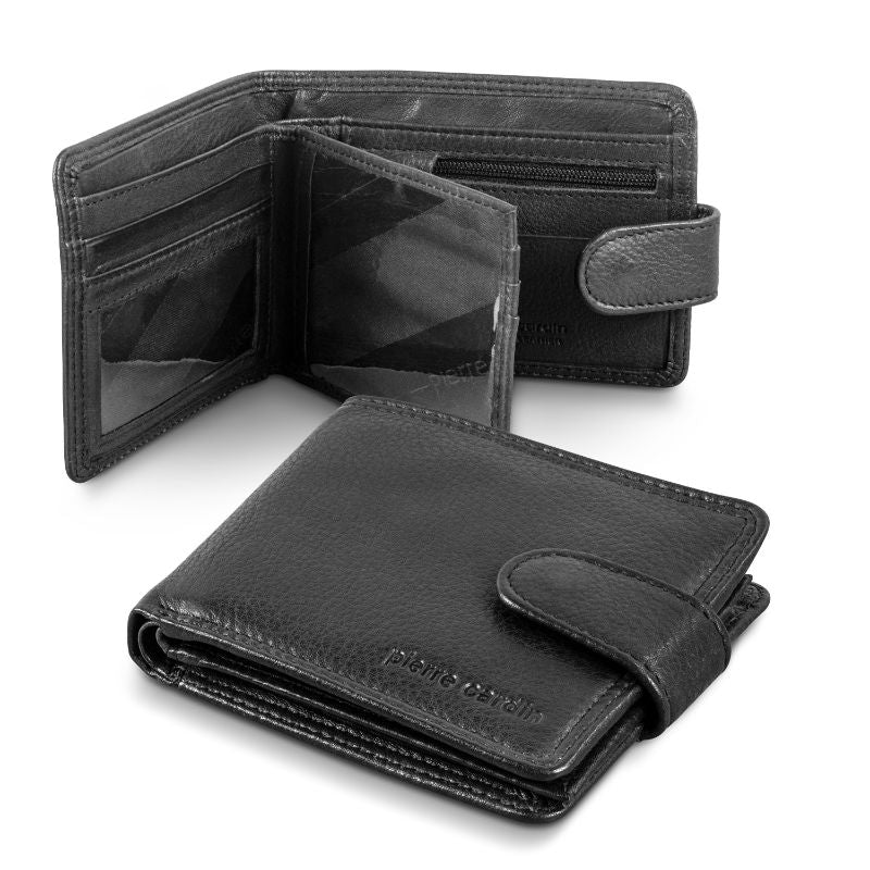 Leather Wallet  Belt Gift Set - Pierre Cardin (Black)