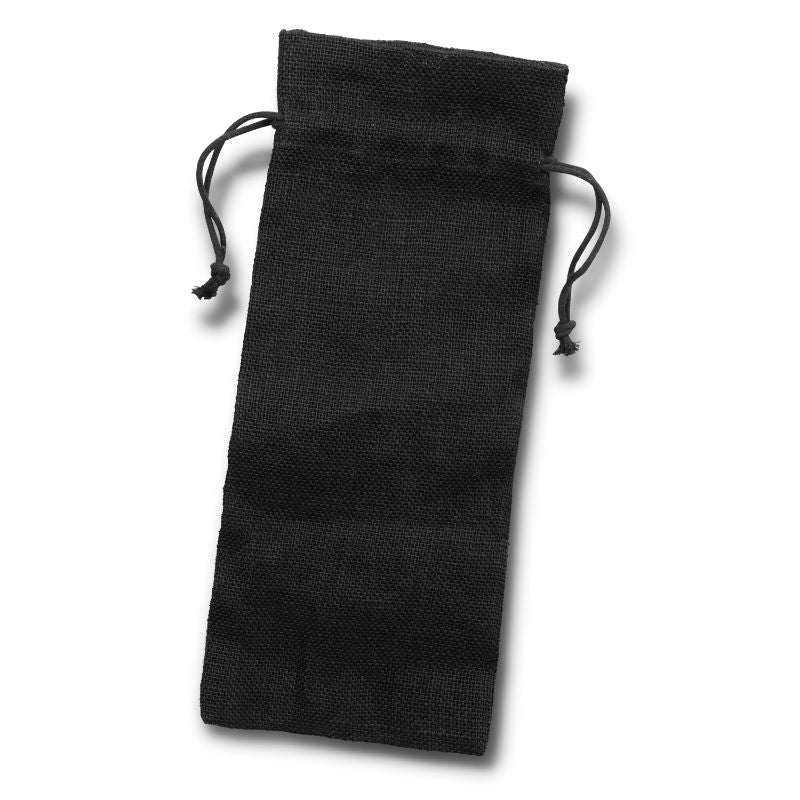 Wine Drawstring Bag - Jute Black (20 Units)