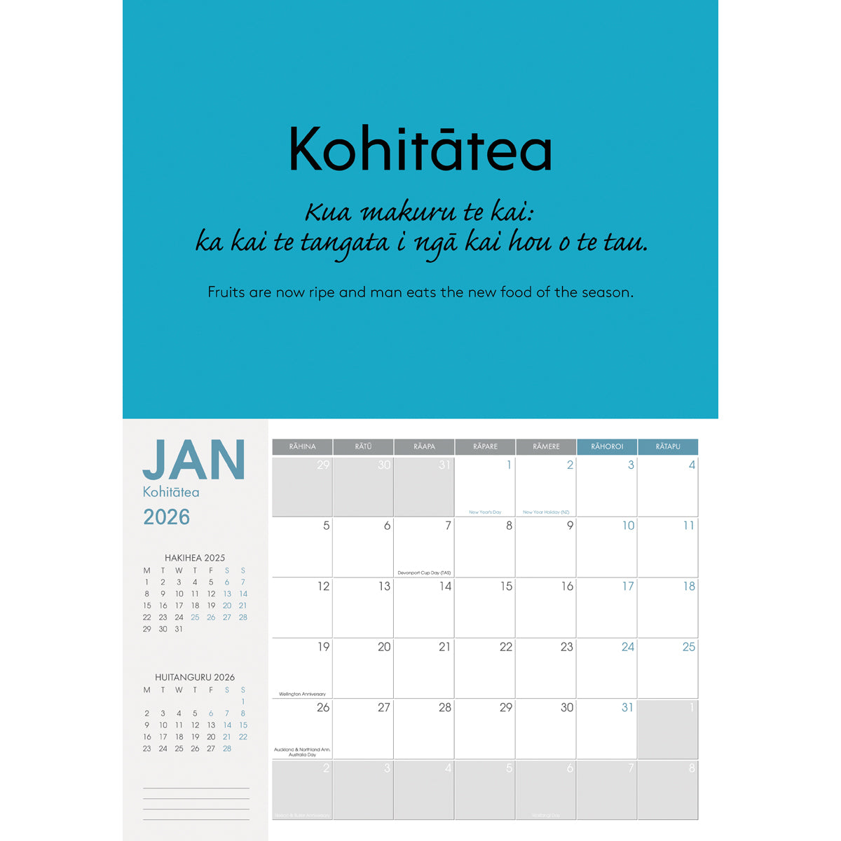 Collins Wall Calendar A4 NZ Bilingual 2026