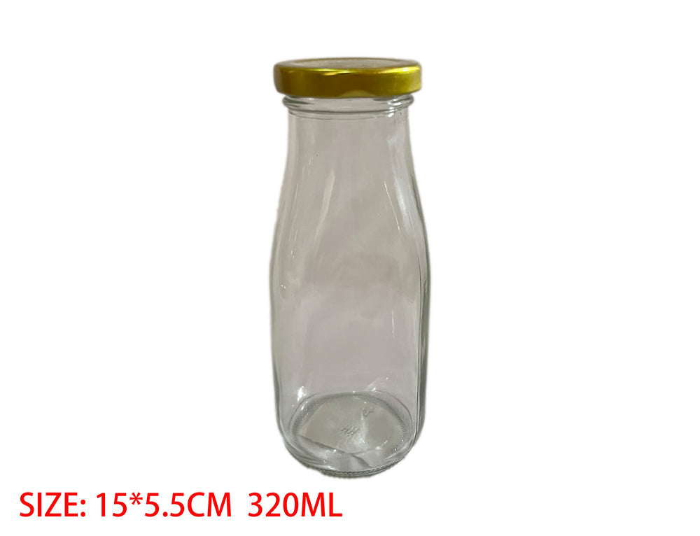 Glass Milk Bottle - 320ml (Set of 12)