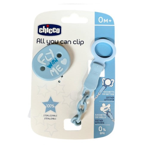 Chicco Soother Clip Adaptable With Chain Blue