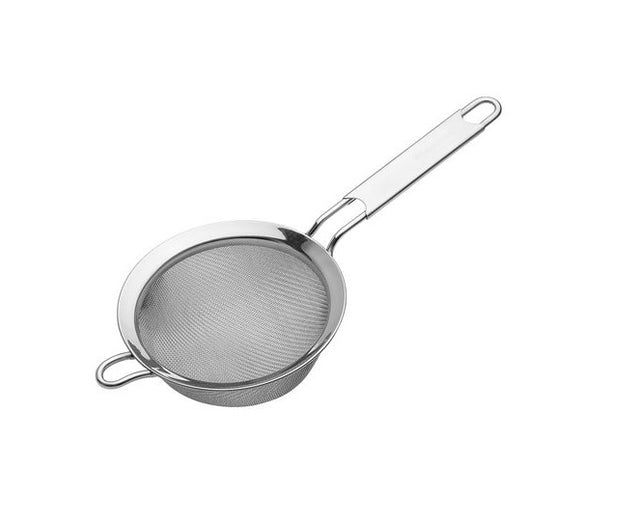 Savannah 12cm stainless steel strainer with fine mesh, ideal for sifting and straining in the kitchen.