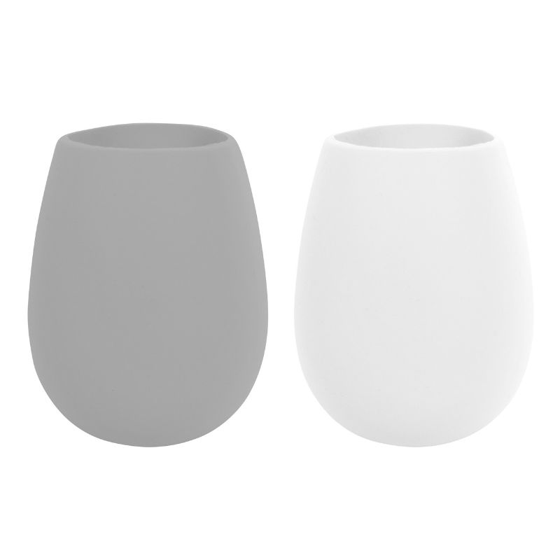 AVANTI SILICONE STEMLESS SET OF 2 WHT/GR