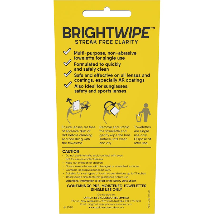 Bright Wipe Cleaning Towelettes  30pack