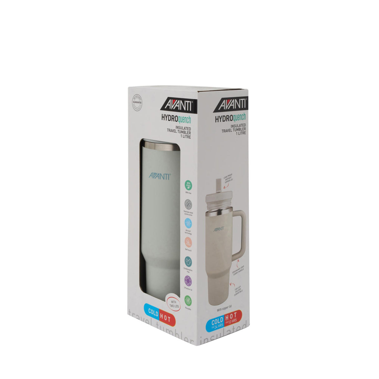 HydroQuench Insulated Tumbler with Two Lids, 1L - Grey Mist